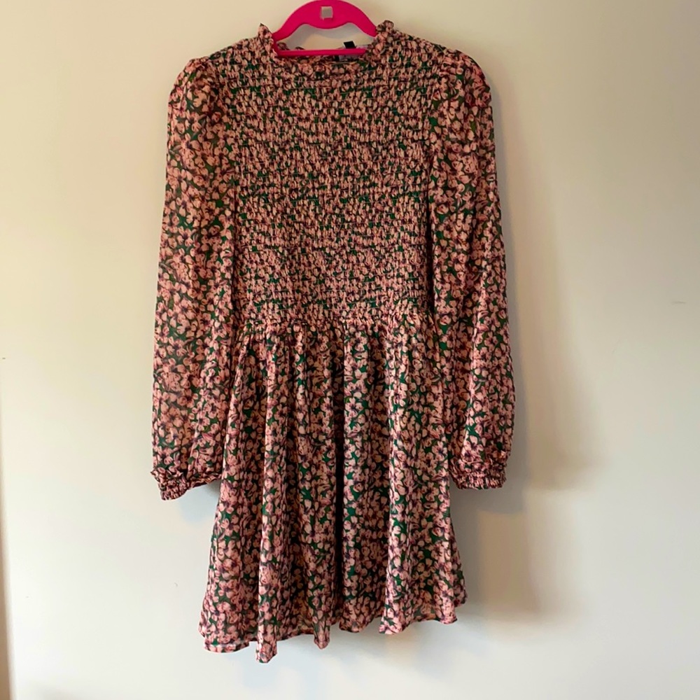 Floral forever green and pink smocked skater dress